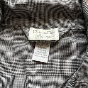 Christian Dior Plaid Pajama Top Vintage Style 3 Pocket Cotton Blend M